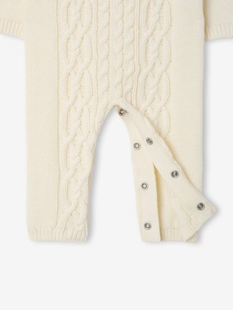 Cable knit baby playsuit ecru 