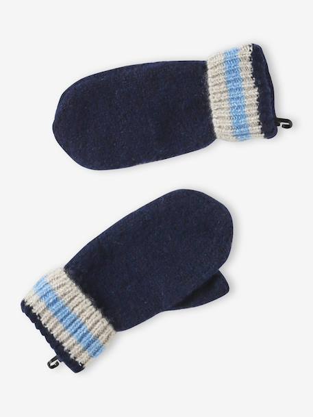3-piece hat, snood and mittens set for boys marl white 