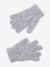 Knit hat, snood and gloves set for girls marl grey+sky blue 