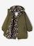 Hooded Parka with Faux Fur Lining for Girls black+dark green+dusky pink+plum 