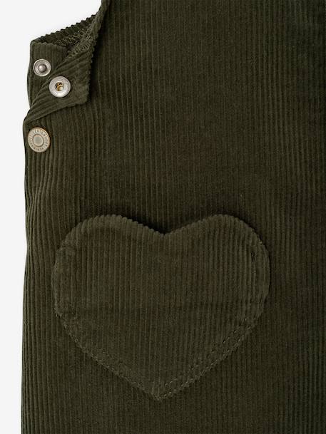 Pinafore dress for girls green+mauve 