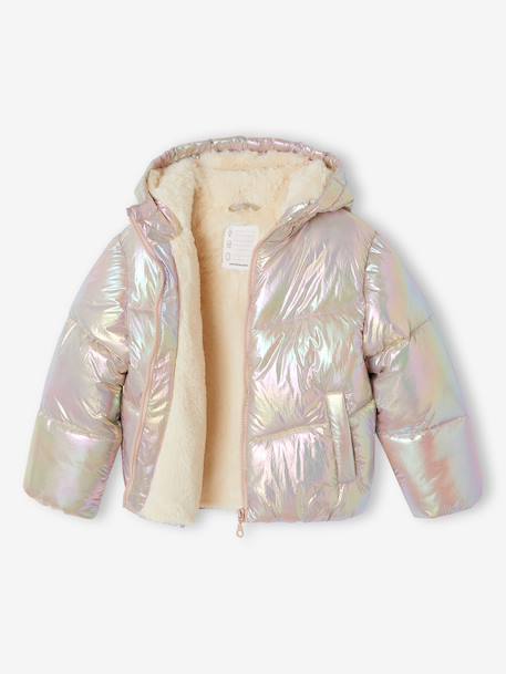 Warm puffer jacket for girls pale pink 