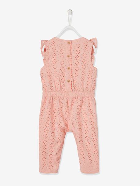 Broderie Anglaise Jumpsuit for Baby Girls Light Pink 