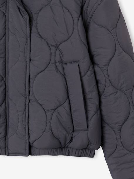Lightweight puffer jacket with hood for girls black 