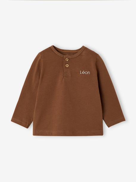 Pack of 2 long-sleeved T-shirts for baby cocoa+emerald green 