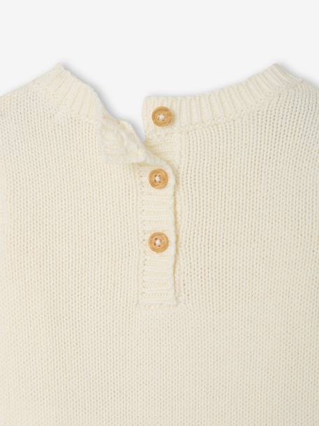 Cable knit baby playsuit ecru 