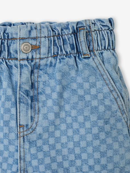 Wide-Leg Paperbag Jeans with Flower Motifs for Girls denim grey+grey+light blue 
