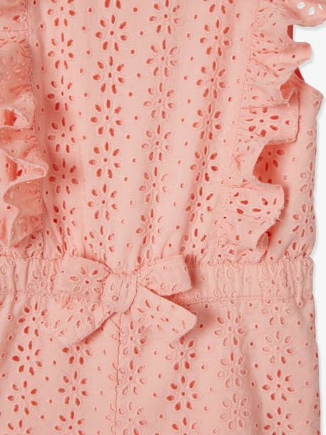 Broderie Anglaise Jumpsuit for Baby Girls Light Pink 