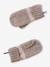 Knitted hat, snood and gloves set for girls mocha 