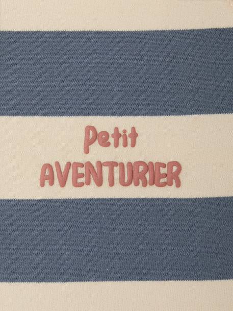 Striped Fleece Sweatshirt for Babies fir green+grey blue+striped green+tomato red 