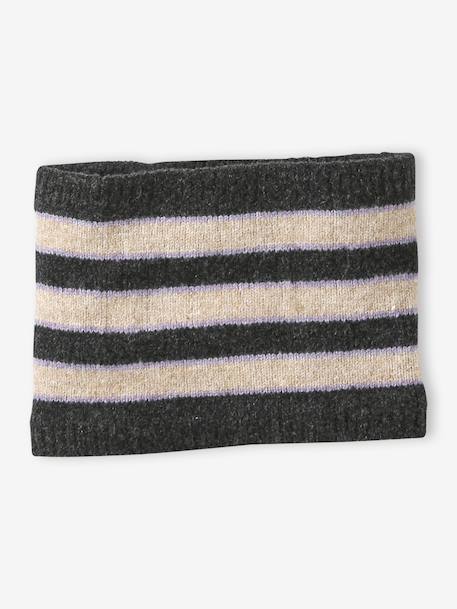 Girls knit hat, snood and gloves set anthracite 