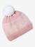 Knitted hat, snood and gloves set for girls rosy 
