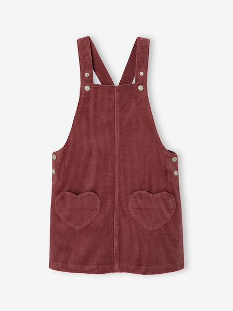 Pinafore dress for girls green+mauve 