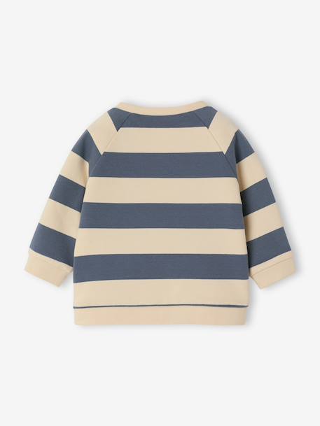 Striped Fleece Sweatshirt for Babies fir green+grey blue+striped green+tomato red 