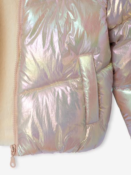 Warm puffer jacket for girls pale pink 