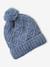 Knit hat, snood and gloves set for girls marl grey+sky blue 