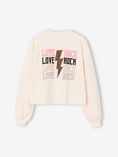 Cropped T-Shirt with Motif on the Back for Girls, JONEN ecru+vanilla 
