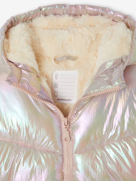 Warm puffer jacket for girls pale pink 