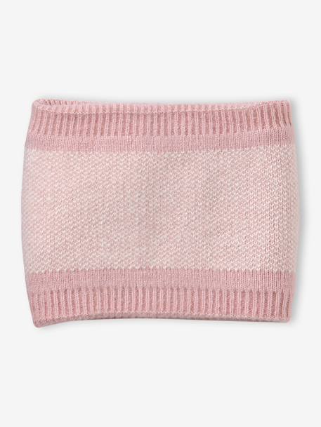 Knitted hat, snood and gloves set for girls rosy 