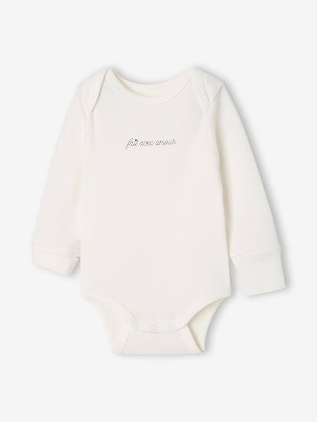 Pack of 5 newborn long-sleeved bodysuits sage green 