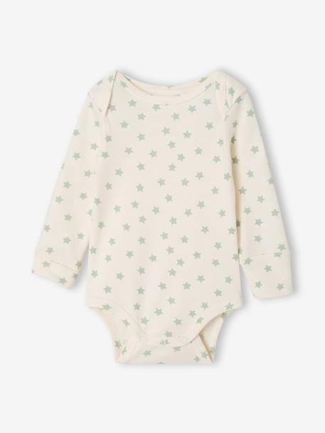 Pack of 5 newborn long-sleeved bodysuits sage green 
