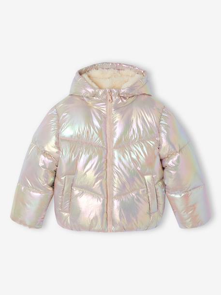 Warm puffer jacket for girls pale pink 