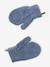 Knit hat, snood and gloves set for girls marl grey+sky blue 