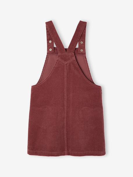 Pinafore dress for girls green+mauve 
