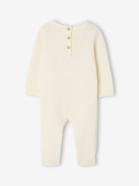 Cable knit baby playsuit ecru 