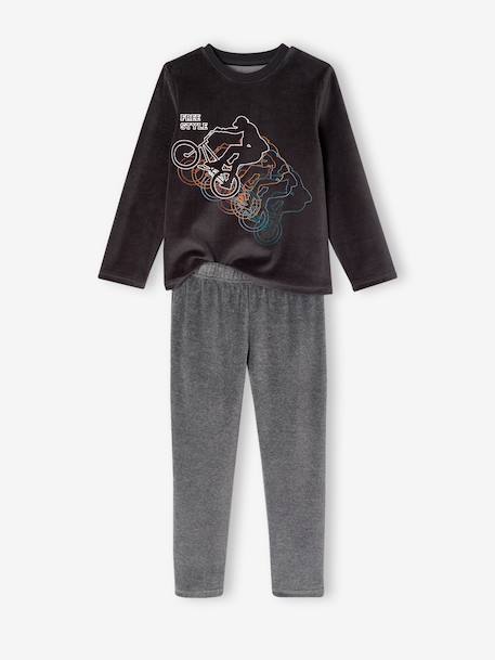 Pack of 2 velour pyjamas for boys anthracite 