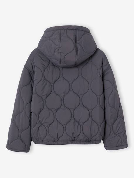 Lightweight puffer jacket with hood for girls black 