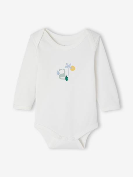 Pack of 5 long-sleeved bodysuits for baby boys ecru 