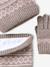Knitted hat, snood and gloves set for girls mocha 