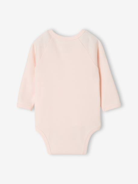 Pack of 2 long-sleeved newborn bodysuits cappuccino+pale pink+sage green 