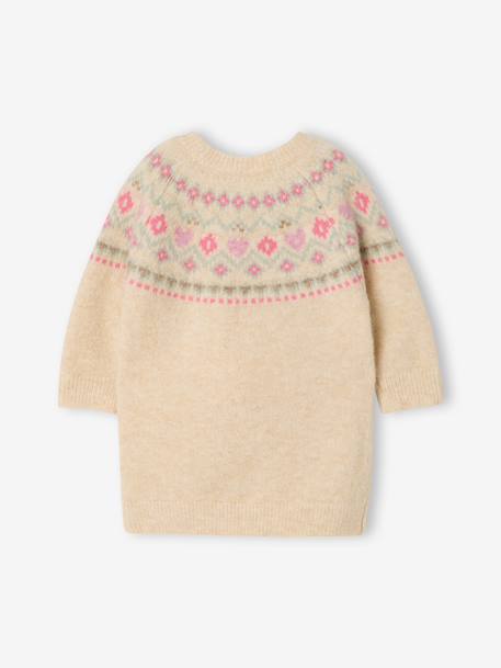 Long-sleeved knitted dress for baby girls vanilla 
