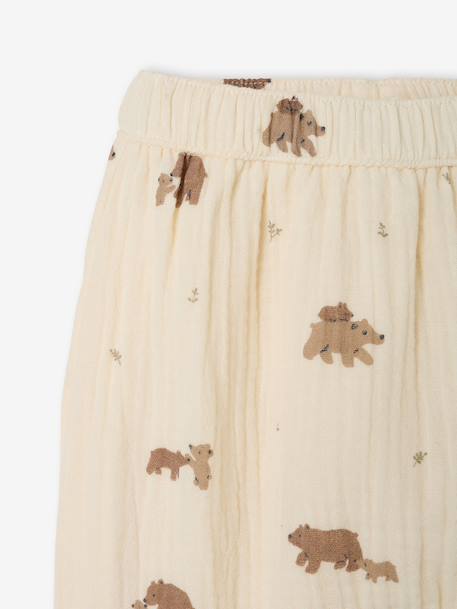 Cotton gauze trousers for baby ecru 