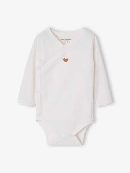 Pack of 5 long-sleeved bodysuits for newborn girls ecru 
