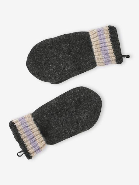Girls knit hat, snood and gloves set anthracite 