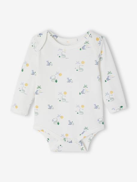 Pack of 5 long-sleeved bodysuits for baby boys ecru 