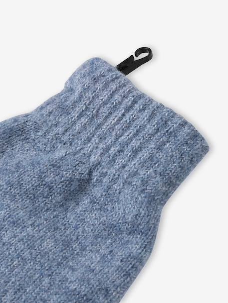 Knit hat, snood and gloves set for girls marl grey+sky blue 