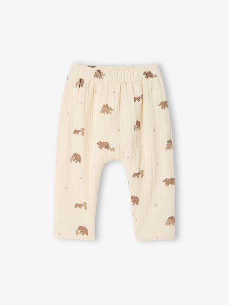 Cotton gauze trousers for baby ecru 