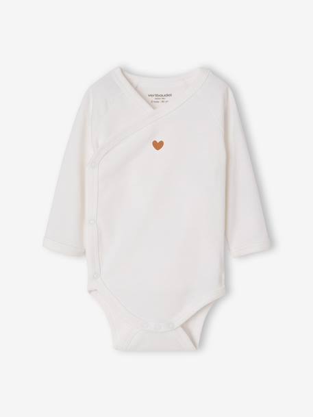 Pack of 5 long-sleeved bodysuits for newborn girls ecru 