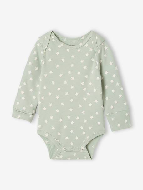 Pack of 5 newborn long-sleeved bodysuits sage green 