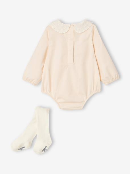 Newborn jumpsuit and tights set ecru 