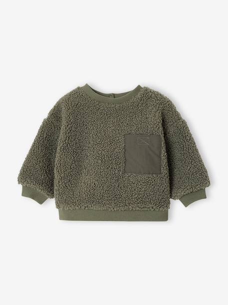 Sherpa sweatshirt for babies green+pecan nut 