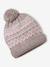 Knitted hat, snood and gloves set for girls mocha 