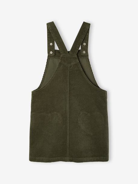 Pinafore dress for girls green+mauve 
