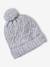 Knit hat, snood and gloves set for girls marl grey+sky blue 