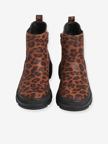 Zip-up boots for girls marl brown 