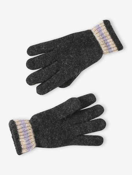 Girls knit hat, snood and gloves set anthracite 